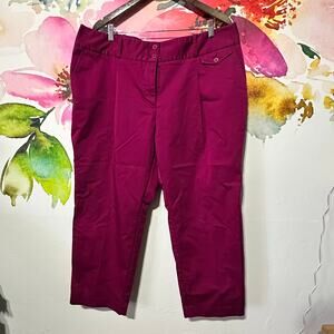 Women's Crop Pants Liz Claiborne Plum 18W Dress Work Straight High Rise